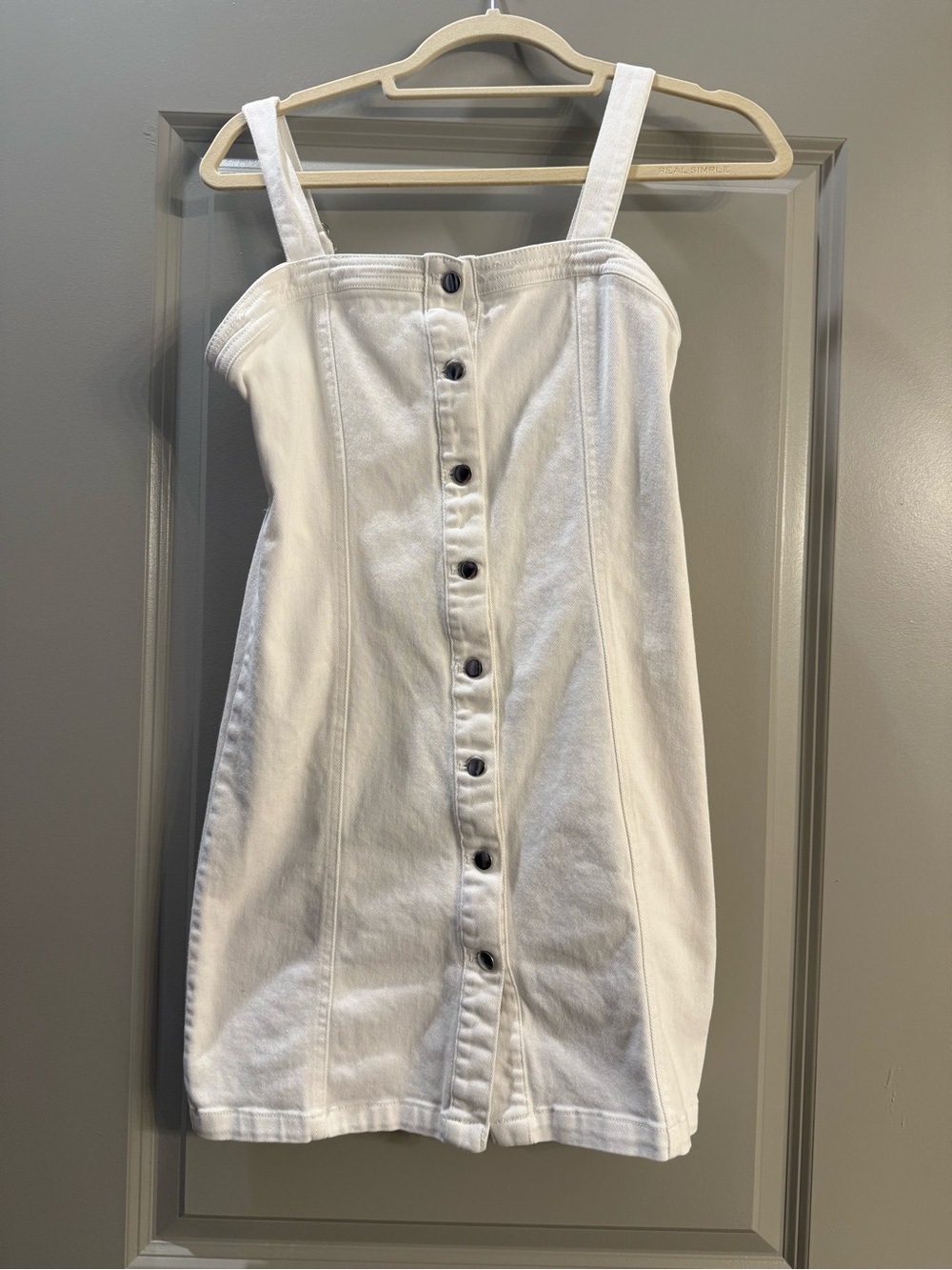 Versona White Button-Front Denim Mini Dress